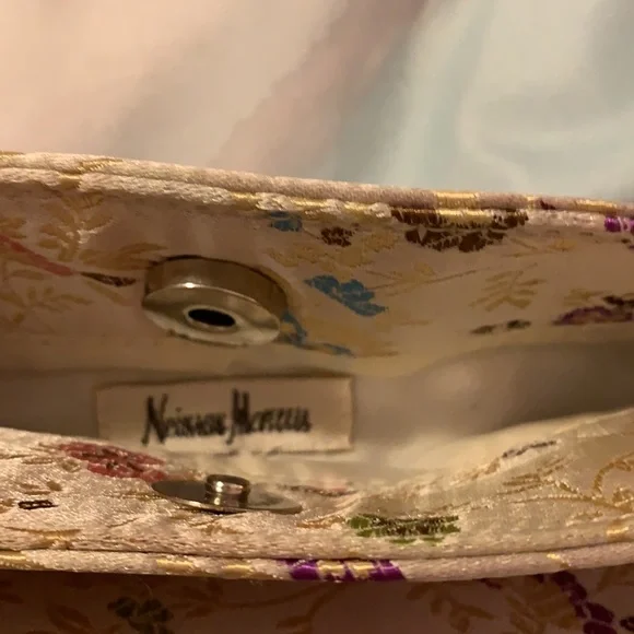 Neiman Marcus satiny purse w embroidery - Picture 2 of 3